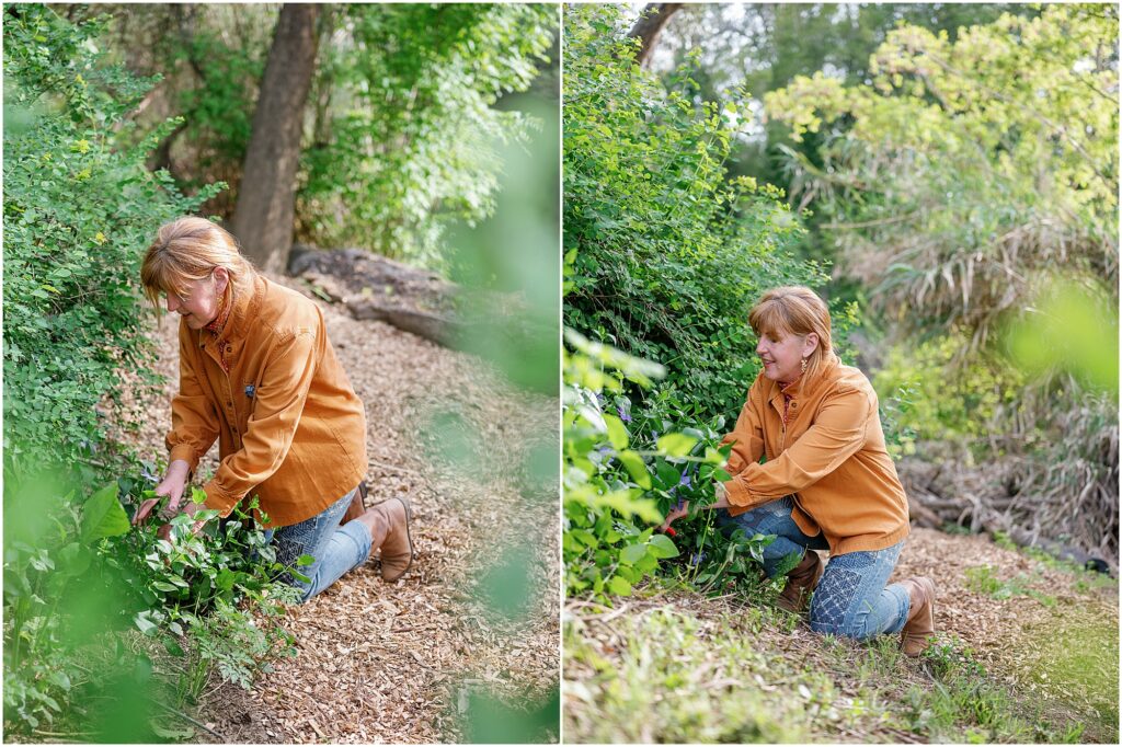 woman pruning plants with clippers photographed by Krista Marie Photography, a Bay Area personal brand photographer
